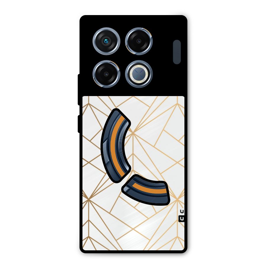 White Golden Zig Zag Metal Back Case for Infinix GT 20 Pro