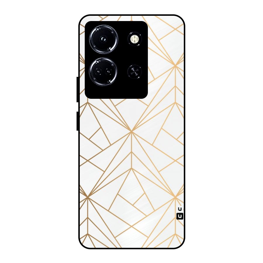 White Golden Zig Zag Metal Back Case for Infinix Note 30 5G