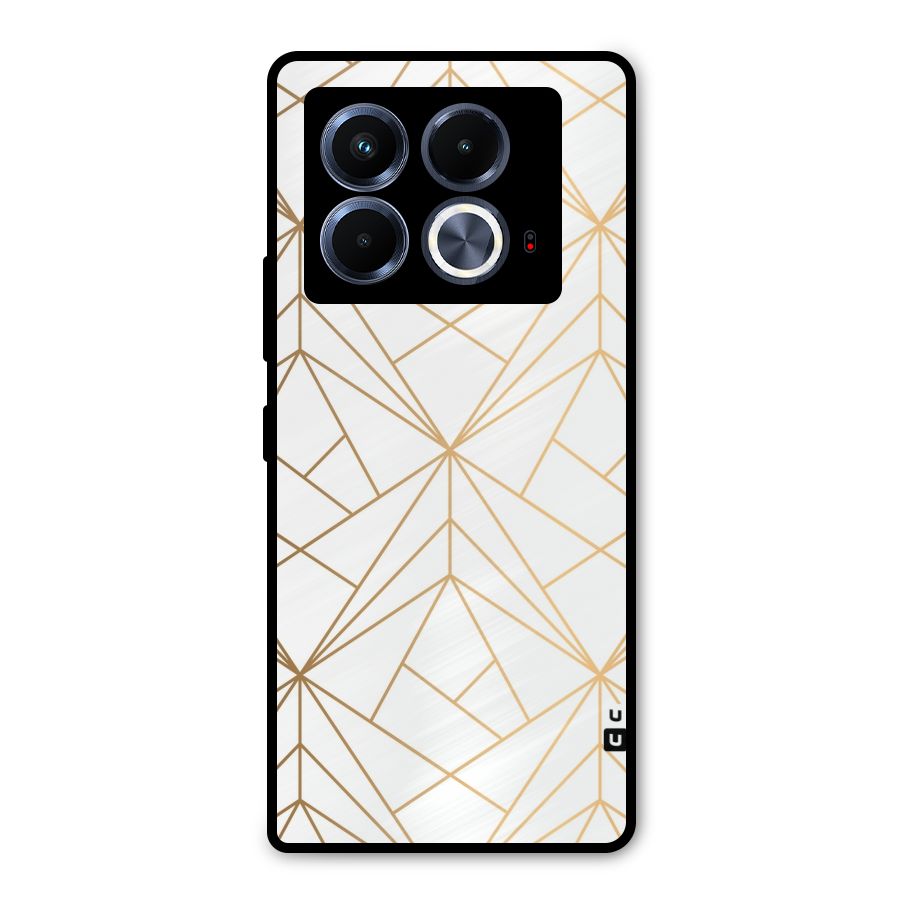 White Golden Zig Zag Metal Back Case for Infinix Note 40 5G