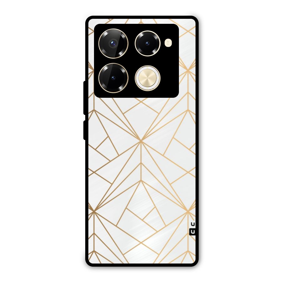 White Golden Zig Zag Metal Back Case for Infinix Note 40 Pro Plus