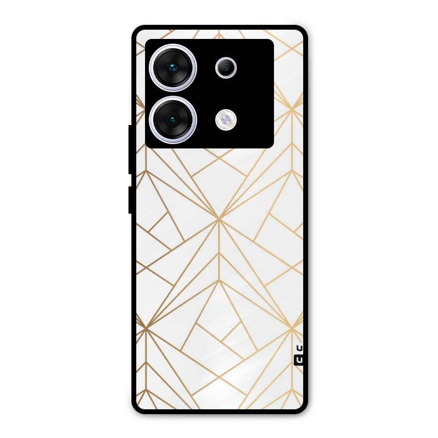 White Golden Zig Zag Metal Back Case for Infinix Zero 30 5G