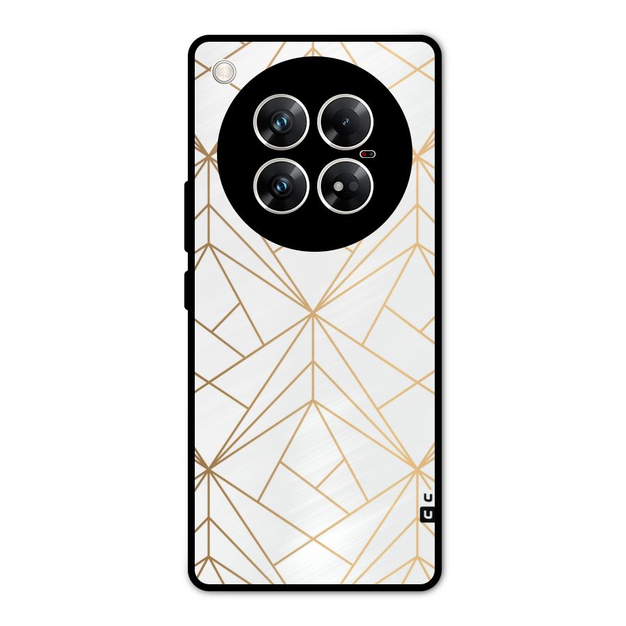 White Golden Zig Zag Metal Back Case for Infinix Zero 40 5G