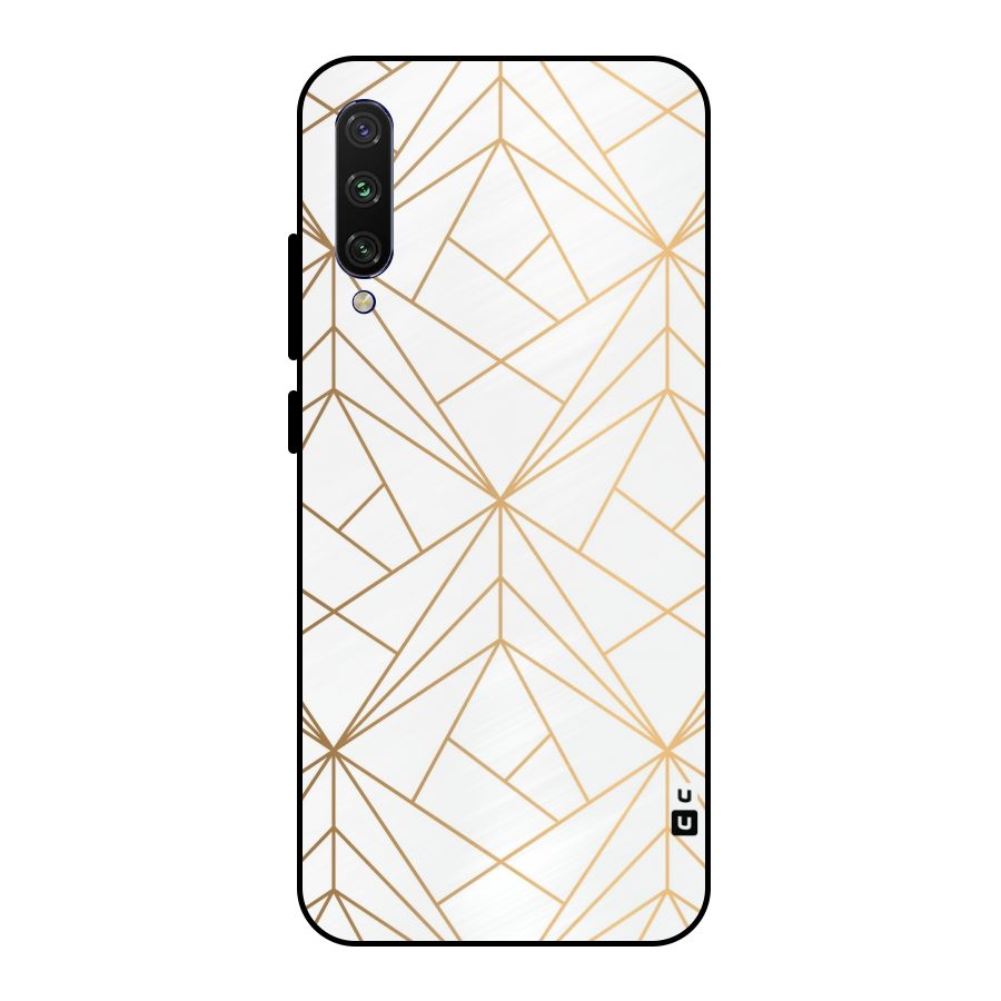 White Golden Zig Zag Metal Back Case for Mi A3
