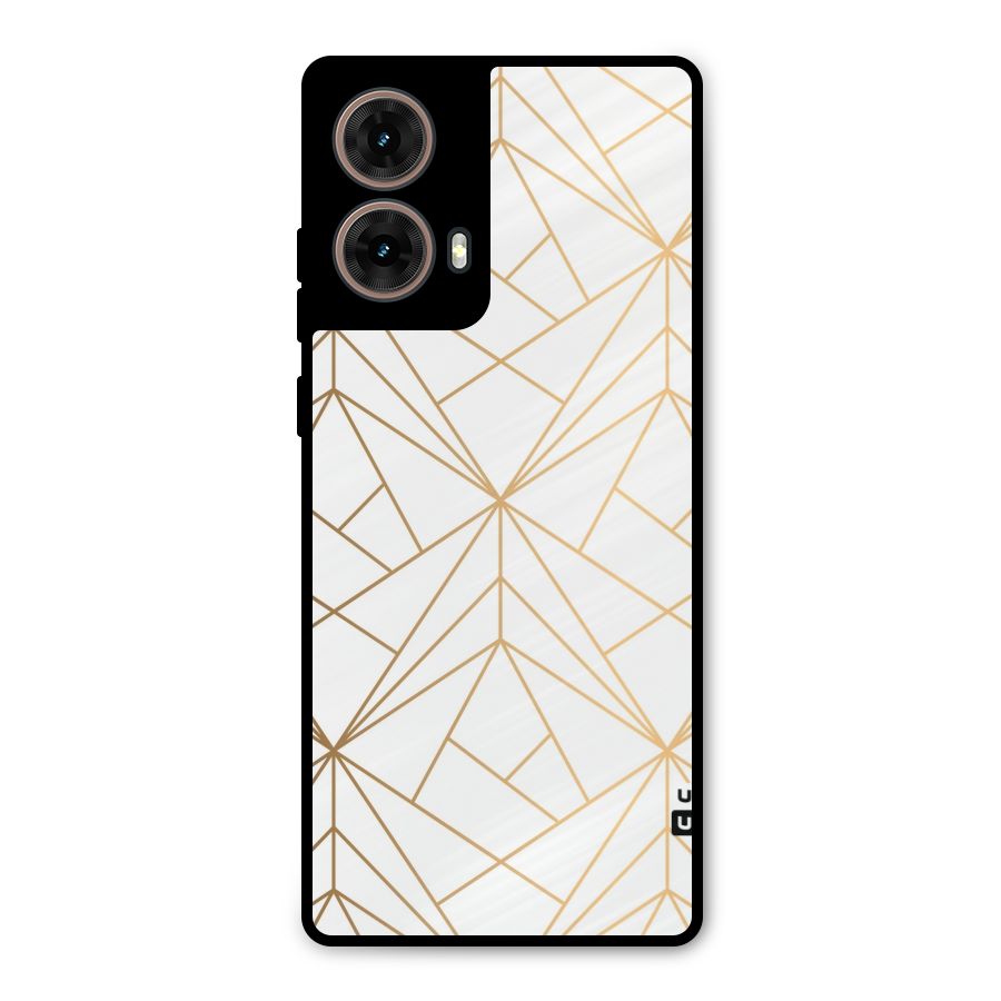 White Golden Zig Zag Metal Back Case for Moto G85
