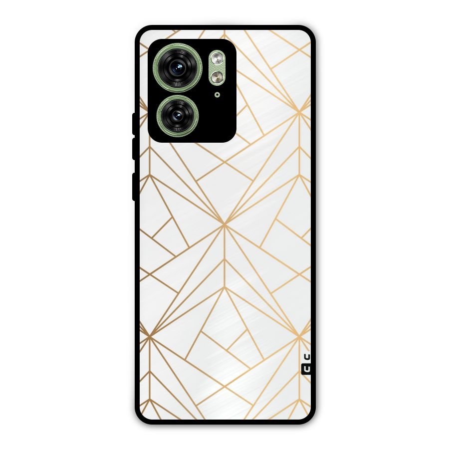 White Golden Zig Zag Metal Back Case for Motorola Edge 40 5G