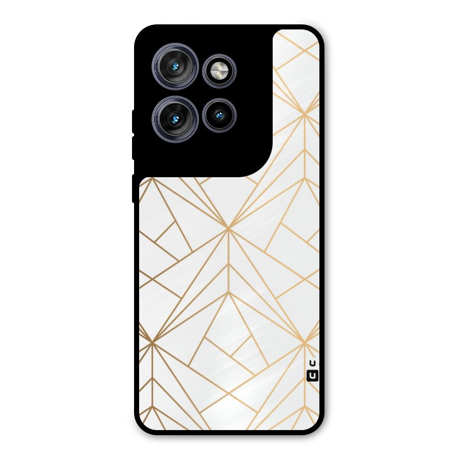 White Golden Zig Zag Metal Back Case for Motorola Edge 50 Neo