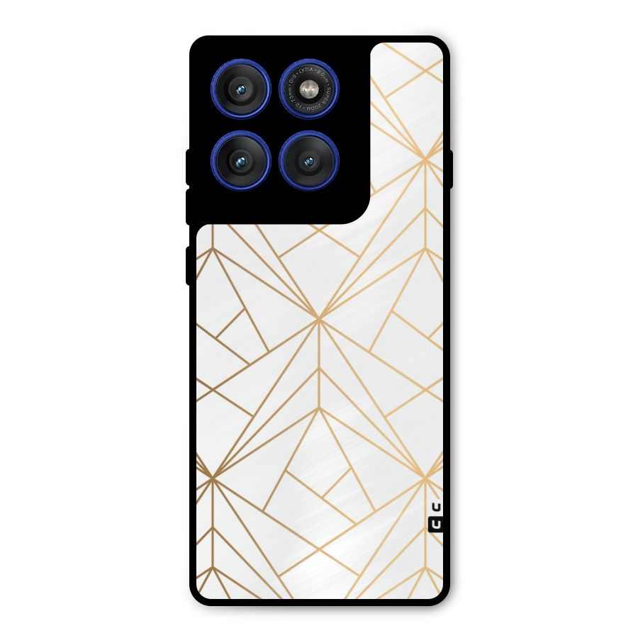 White Golden Zig Zag Metal Back Case for Motorola Edge 60 Pro