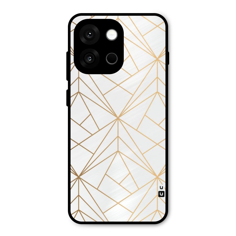 White Golden Zig Zag Metal Back Case for OnePlus 13s