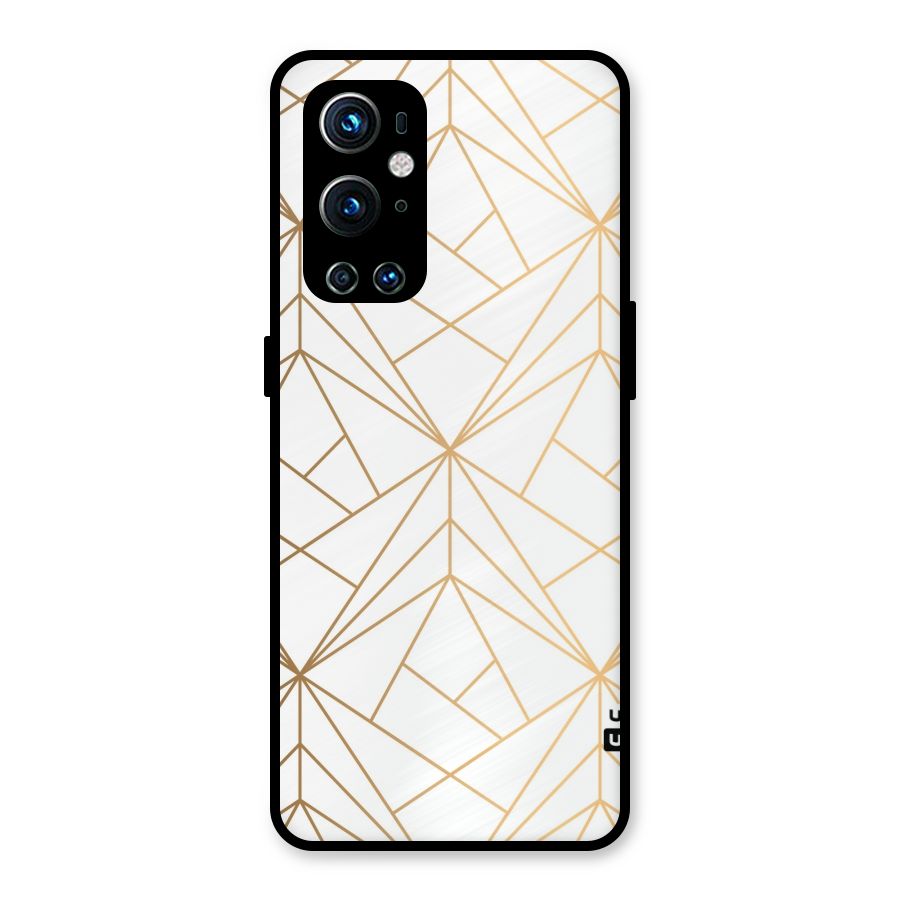 White Golden Zig Zag Metal Back Case for OnePlus 9 Pro
