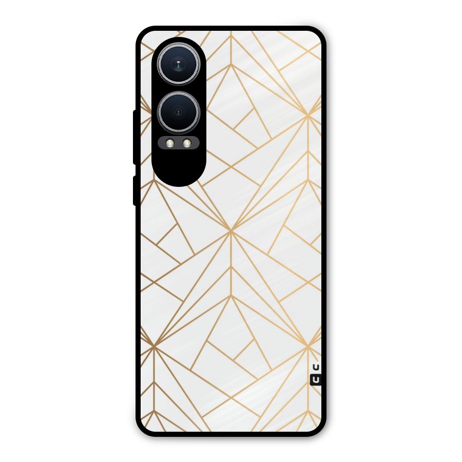 White Golden Zig Zag Metal Back Case for OnePlus Nord CE4 Lite