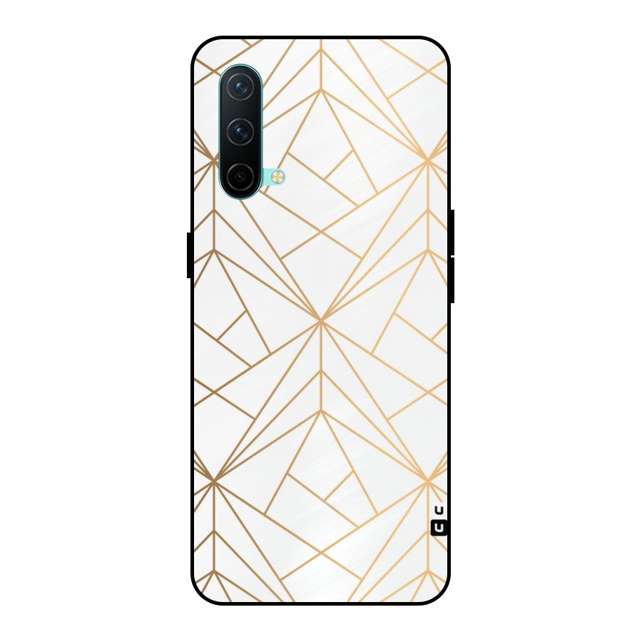 White Golden Zig Zag Metal Back Case for OnePlus Nord CE 5G