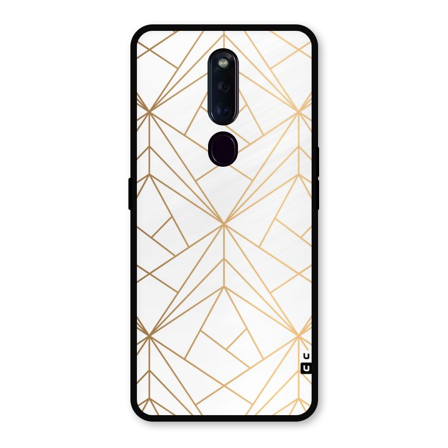 White Golden Zig Zag Metal Back Case for Oppo F11 Pro