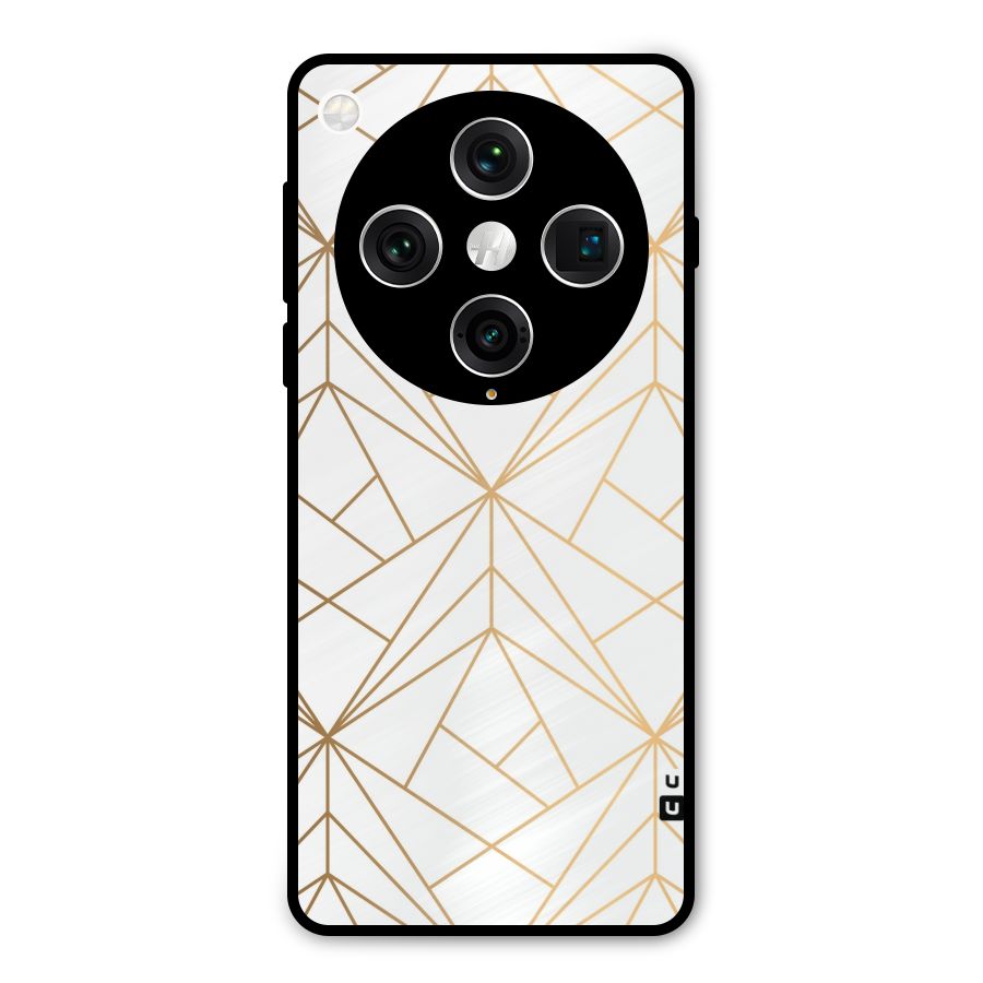 White Golden Zig Zag Metal Back Case for Oppo Find X8 Pro