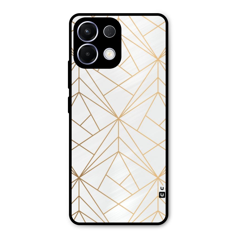 White Golden Zig Zag Metal Back Case for Oppo K13