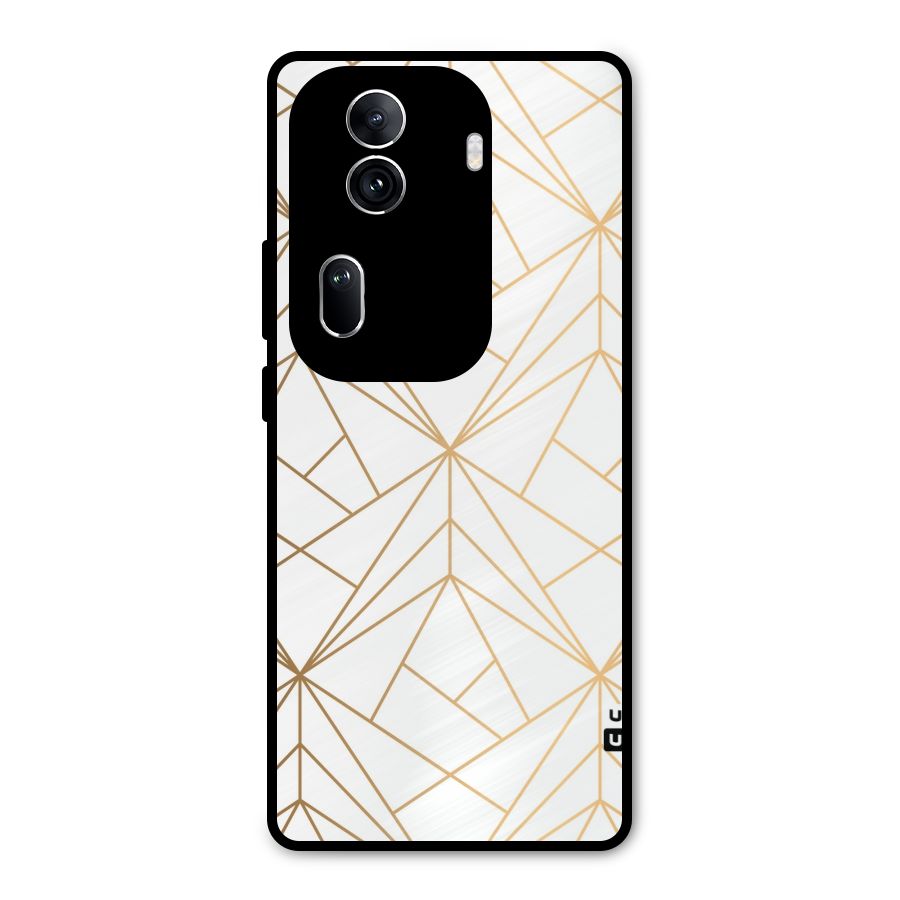 White Golden Zig Zag Metal Back Case for Oppo Reno11 Pro 5G
