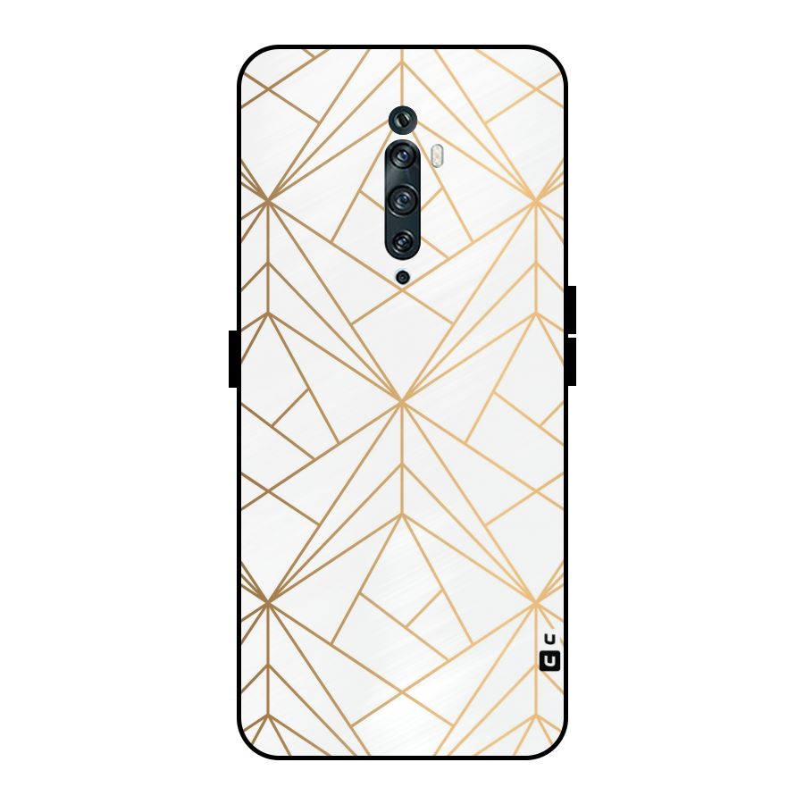 White Golden Zig Zag Metal Back Case for Oppo Reno2 F