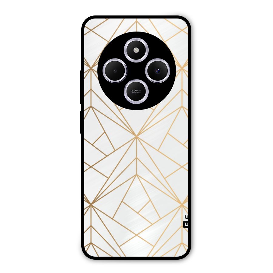 White Golden Zig Zag Metal Back Case for Poco C75 5G