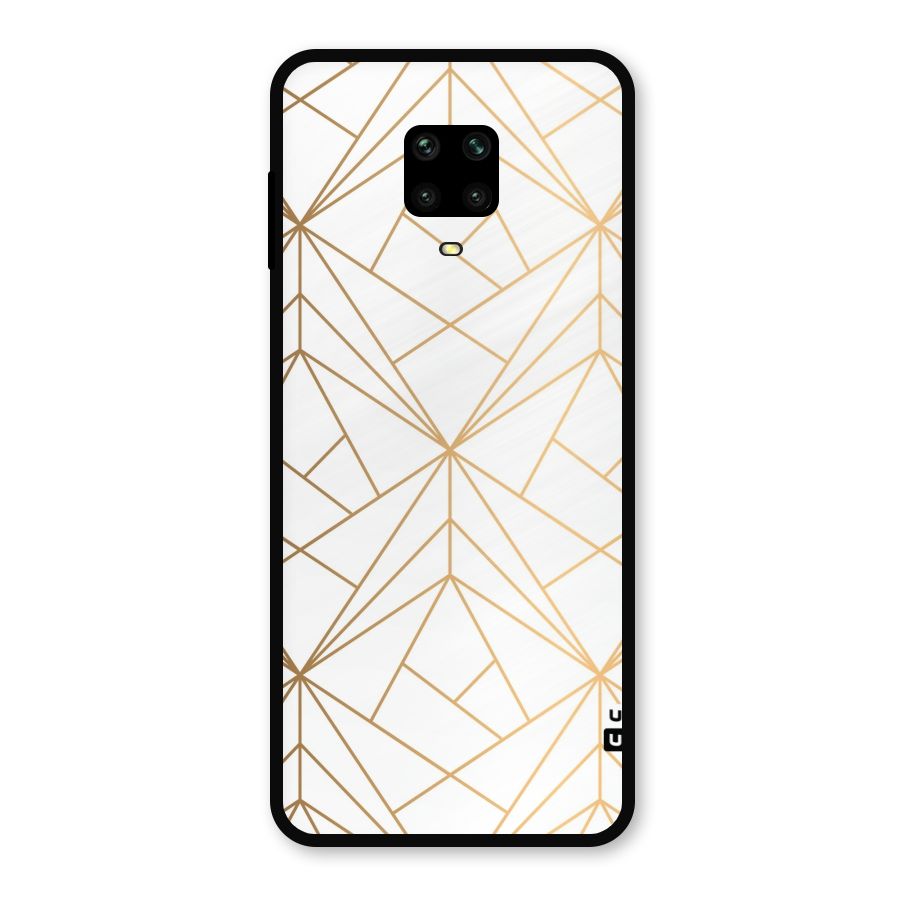 White Golden Zig Zag Metal Back Case for Poco M2