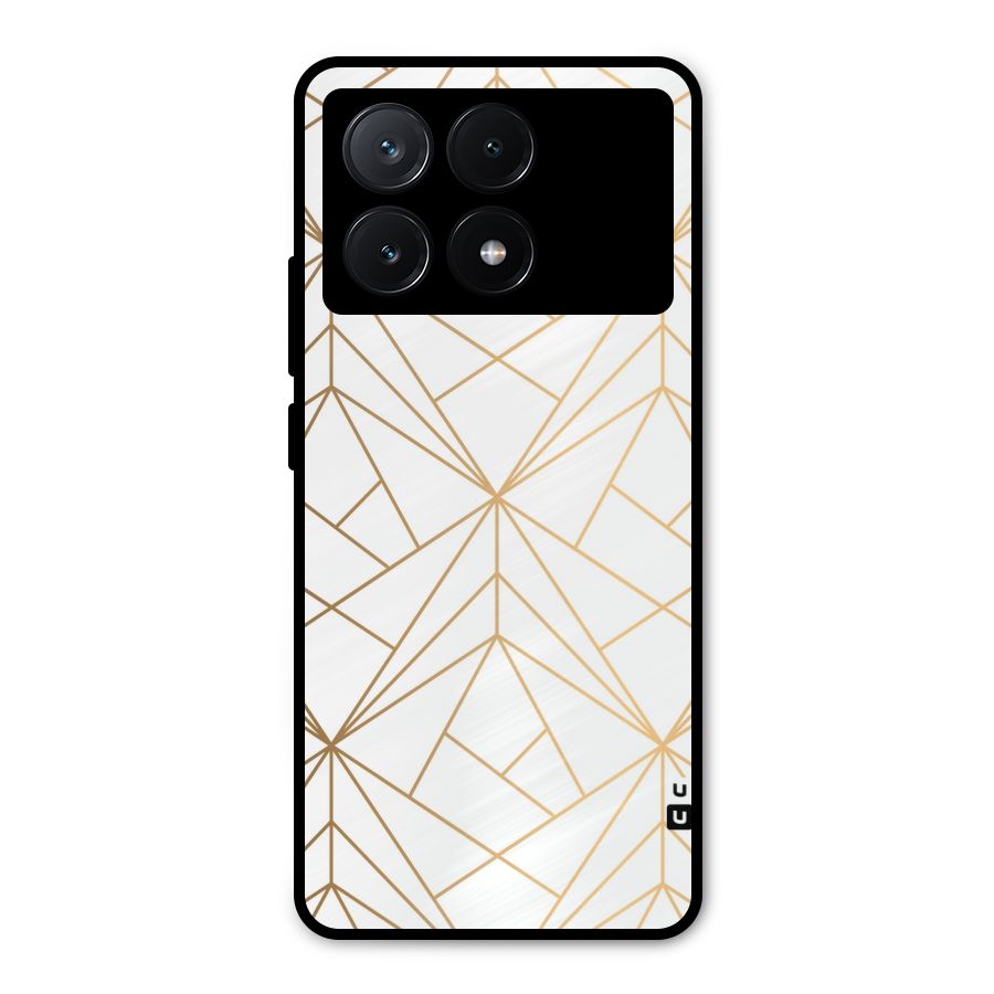 White Golden Zig Zag Metal Back Case for Poco X6 Pro