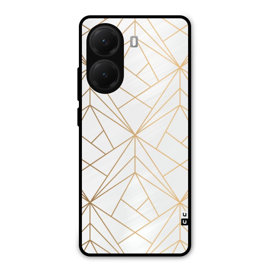White Golden Zig Zag Metal Back Case for Poco X7 Pro