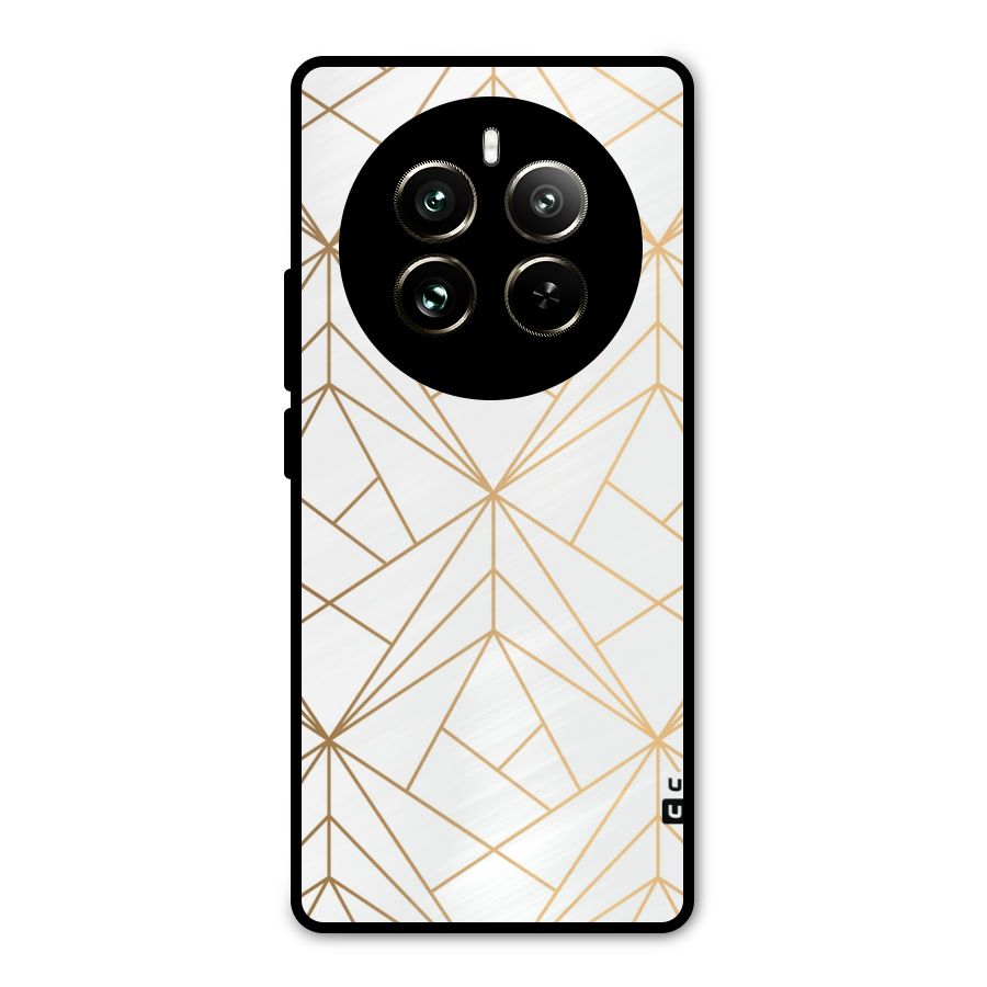 White Golden Zig Zag Metal Back Case for Realme 12 Pro