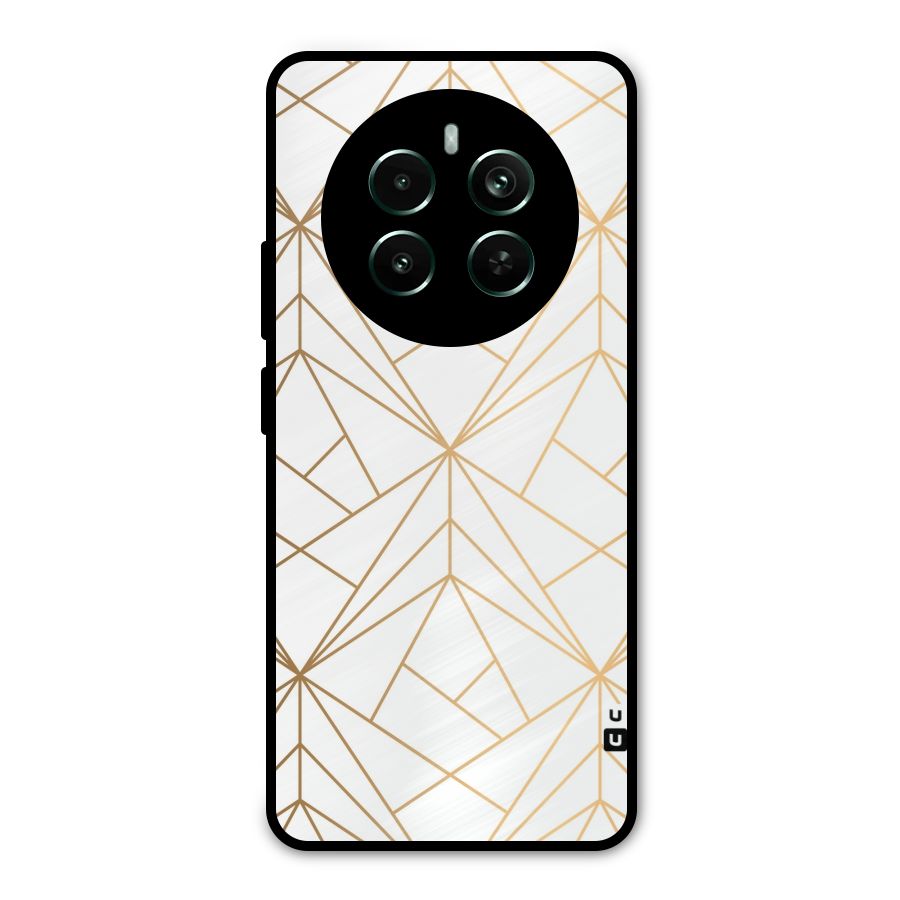 White Golden Zig Zag Metal Back Case for Realme 12 Pro Plus