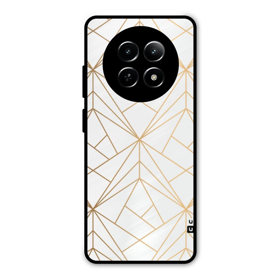 White Golden Zig Zag Metal Back Case for Realme 12x 5G