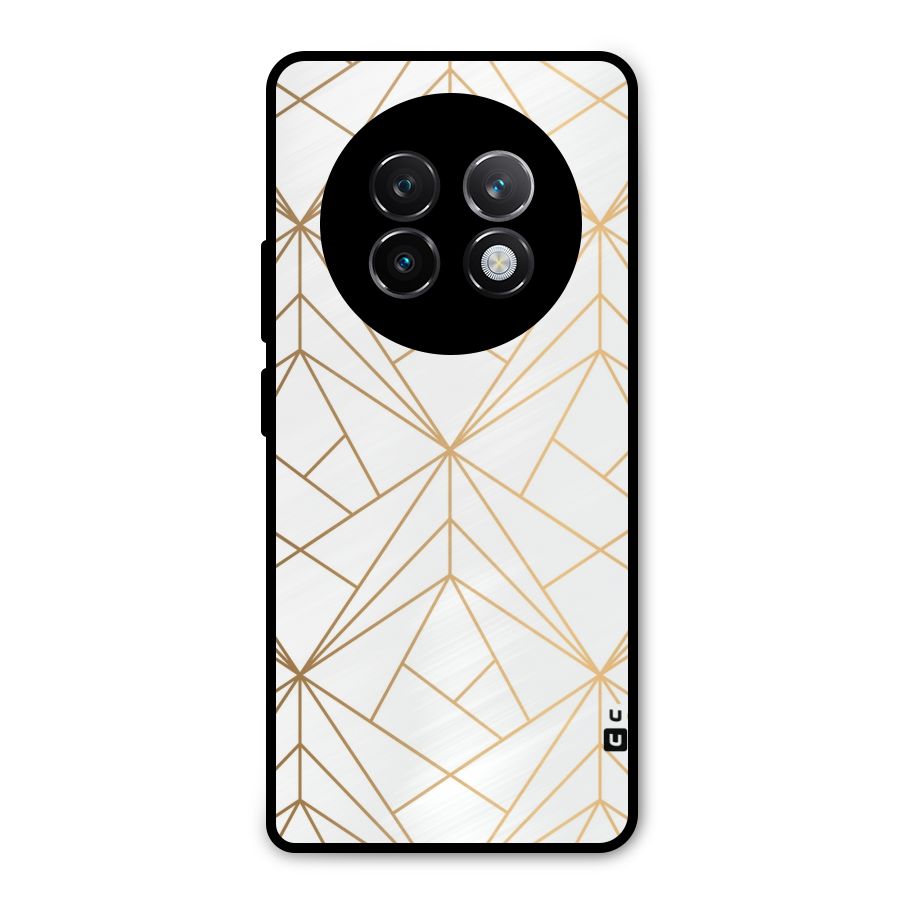 White Golden Zig Zag Metal Back Case for Realme 13 Plus