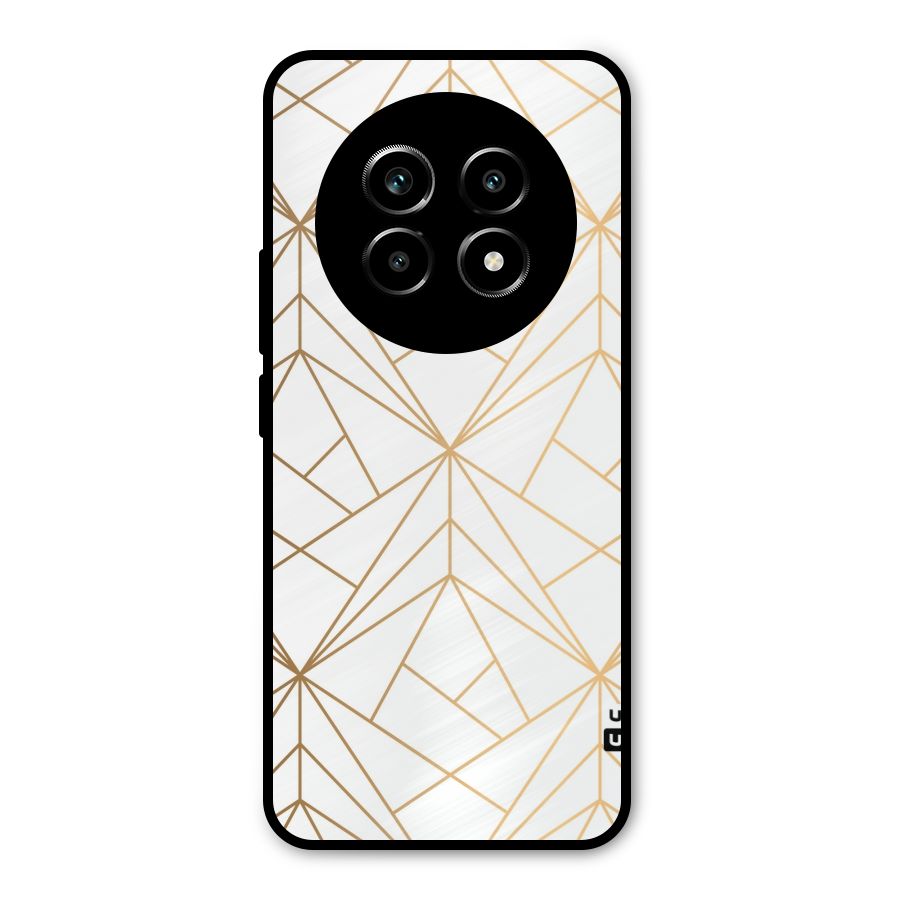 White Golden Zig Zag Metal Back Case for Realme 14 Pro Lite