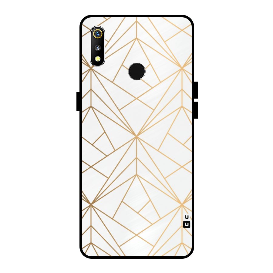 White Golden Zig Zag Metal Back Case for Realme 3i