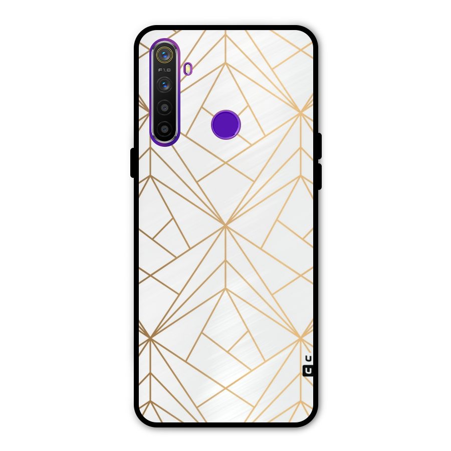 White Golden Zig Zag Metal Back Case for Realme 5i