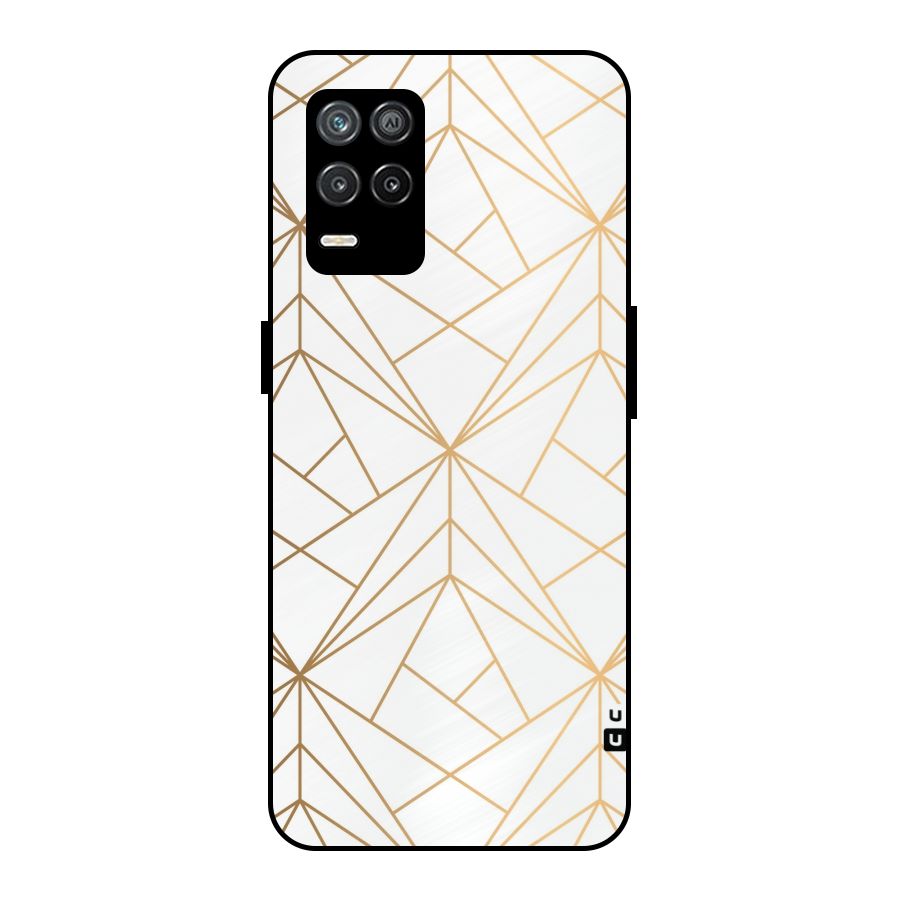 White Golden Zig Zag Metal Back Case for Realme 8 5G