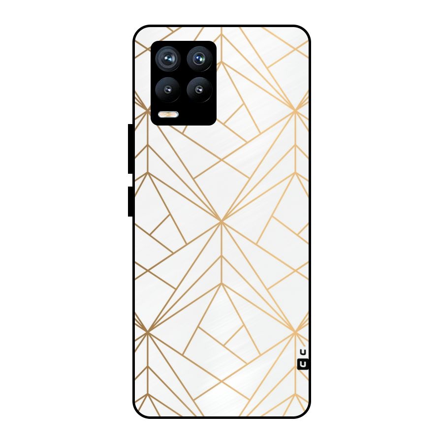White Golden Zig Zag Metal Back Case for Realme 8 Pro