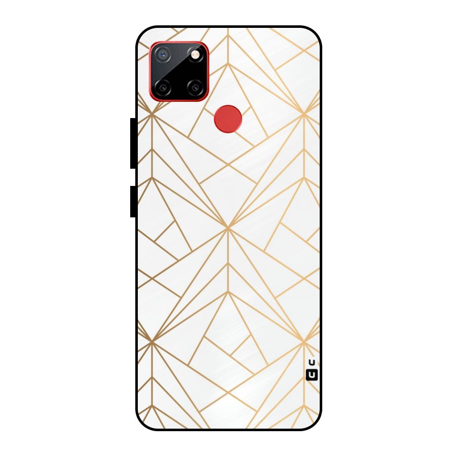 White Golden Zig Zag Metal Back Case for Realme C12