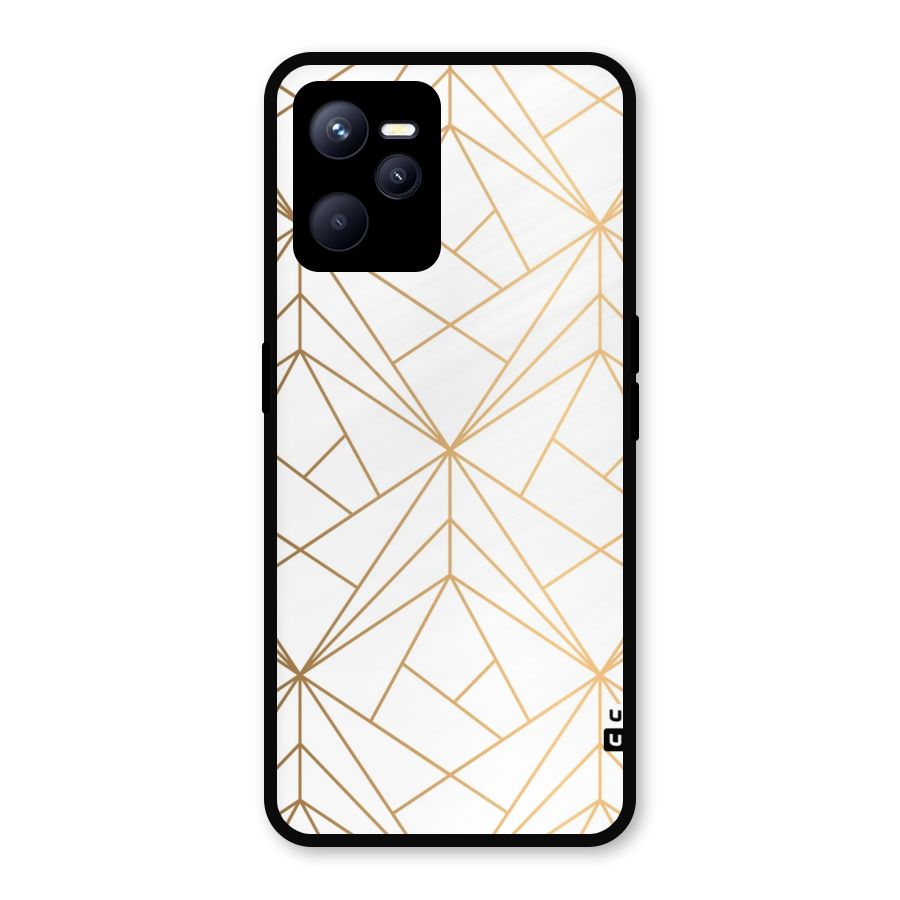 White Golden Zig Zag Metal Back Case for Realme C35