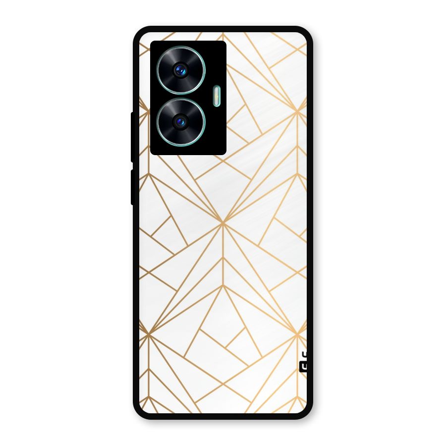 White Golden Zig Zag Metal Back Case for Realme C55