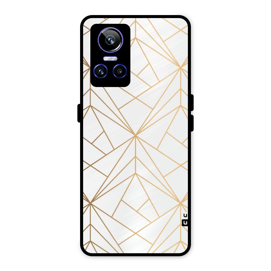 White Golden Zig Zag Metal Back Case for Realme GT Neo 3