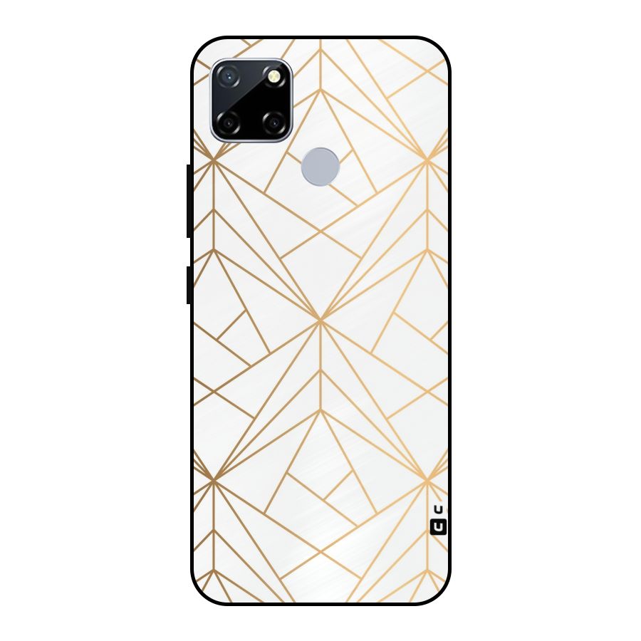 White Golden Zig Zag Metal Back Case for Realme Narzo 20