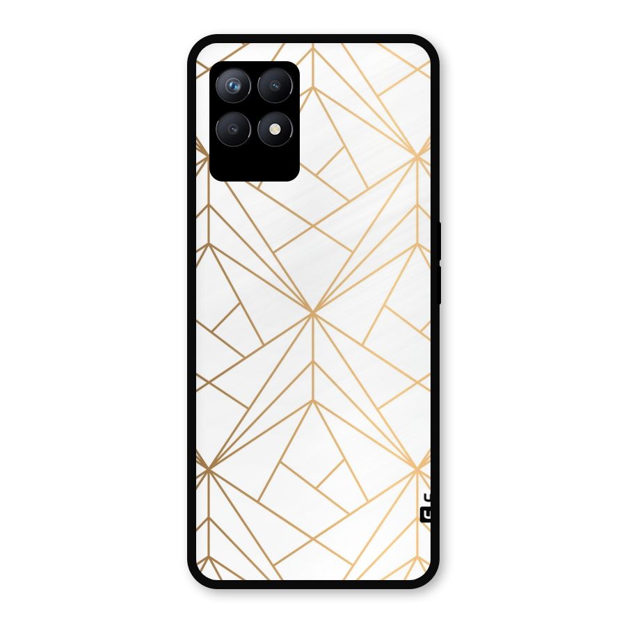 White Golden Zig Zag Metal Back Case for Realme Narzo 50