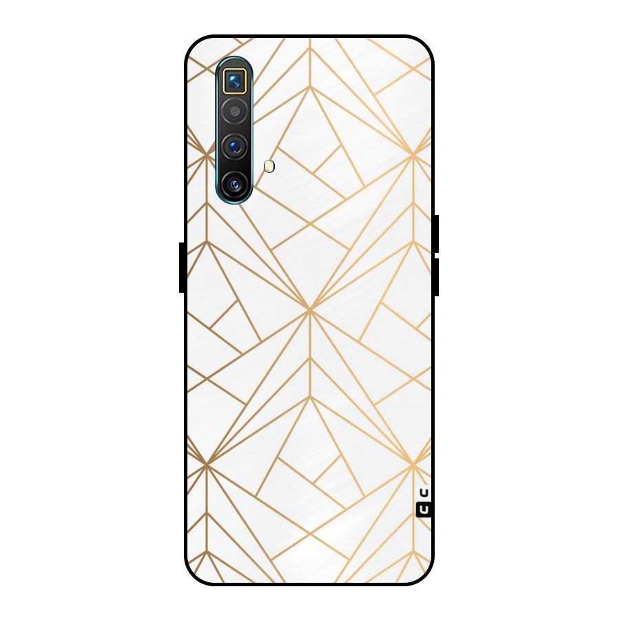 White Golden Zig Zag Metal Back Case for Realme X3 SuperZoom