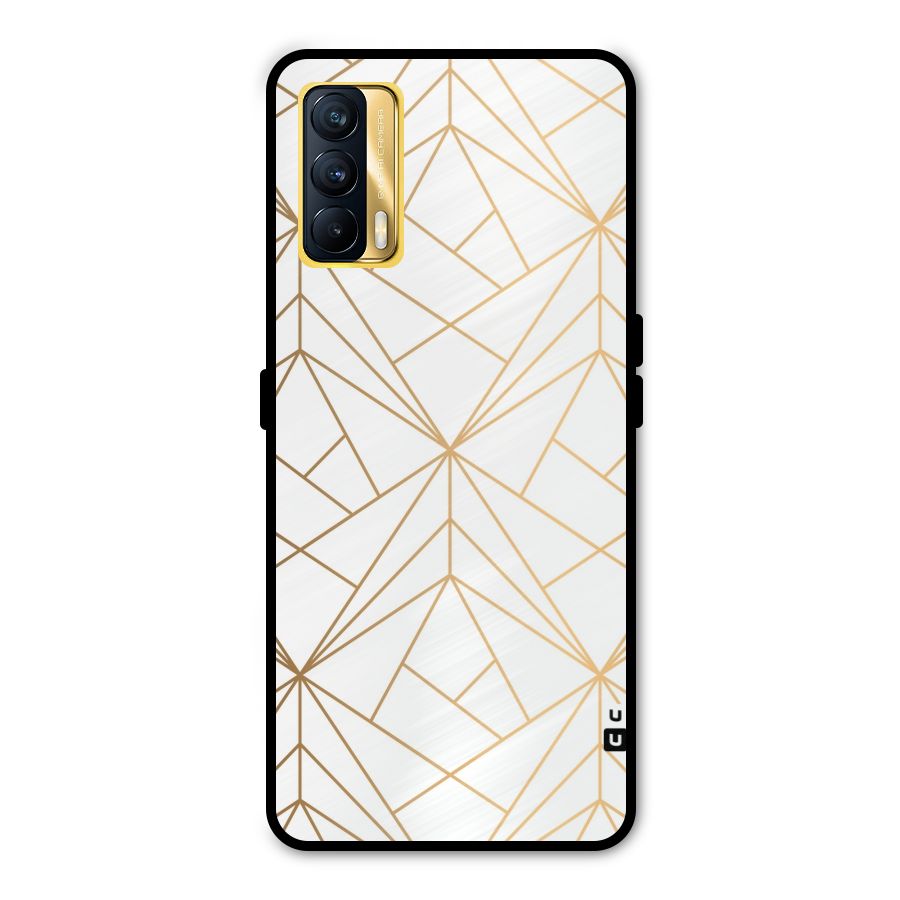 White Golden Zig Zag Metal Back Case for Realme X7