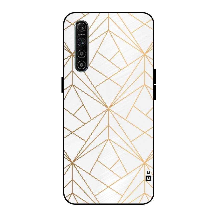 White Golden Zig Zag Metal Back Case for Realme XT