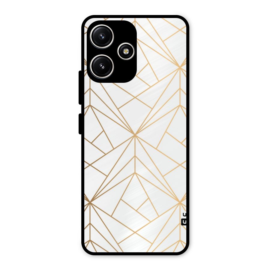 White Golden Zig Zag Metal Back Case for Redmi 12 5G