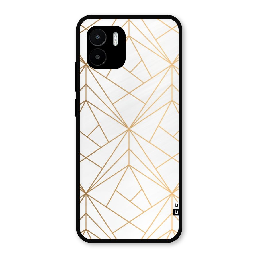 White Golden Zig Zag Metal Back Case for Redmi A2