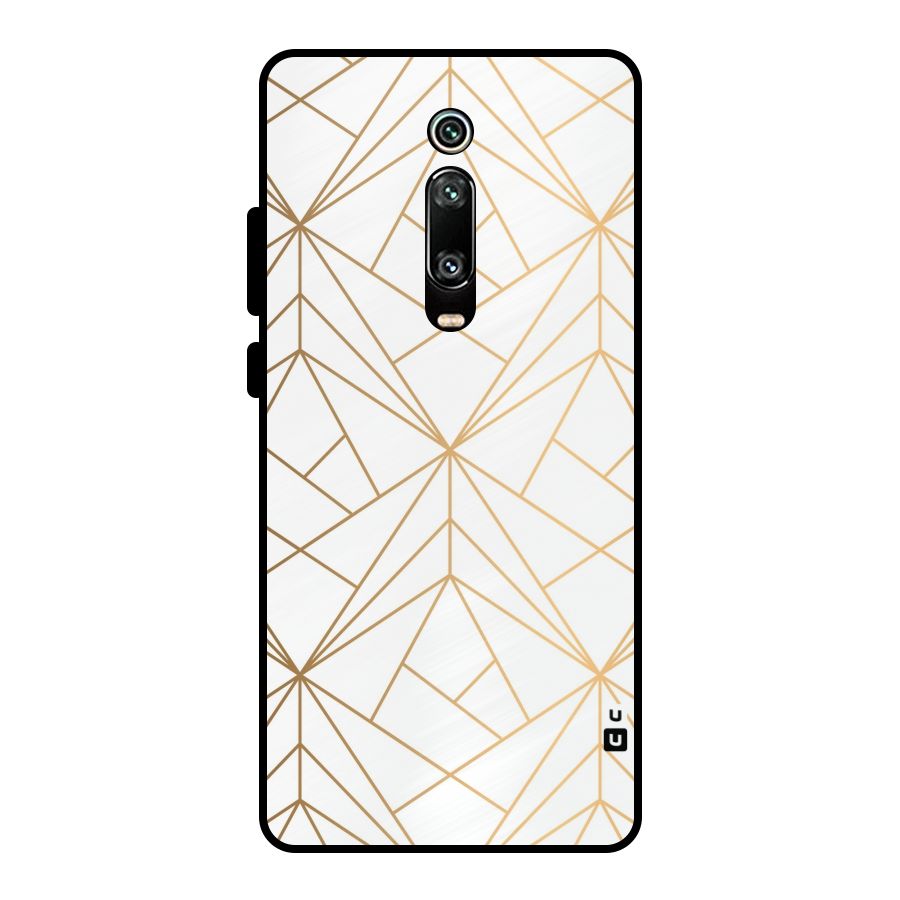White Golden Zig Zag Metal Back Case for Redmi K20