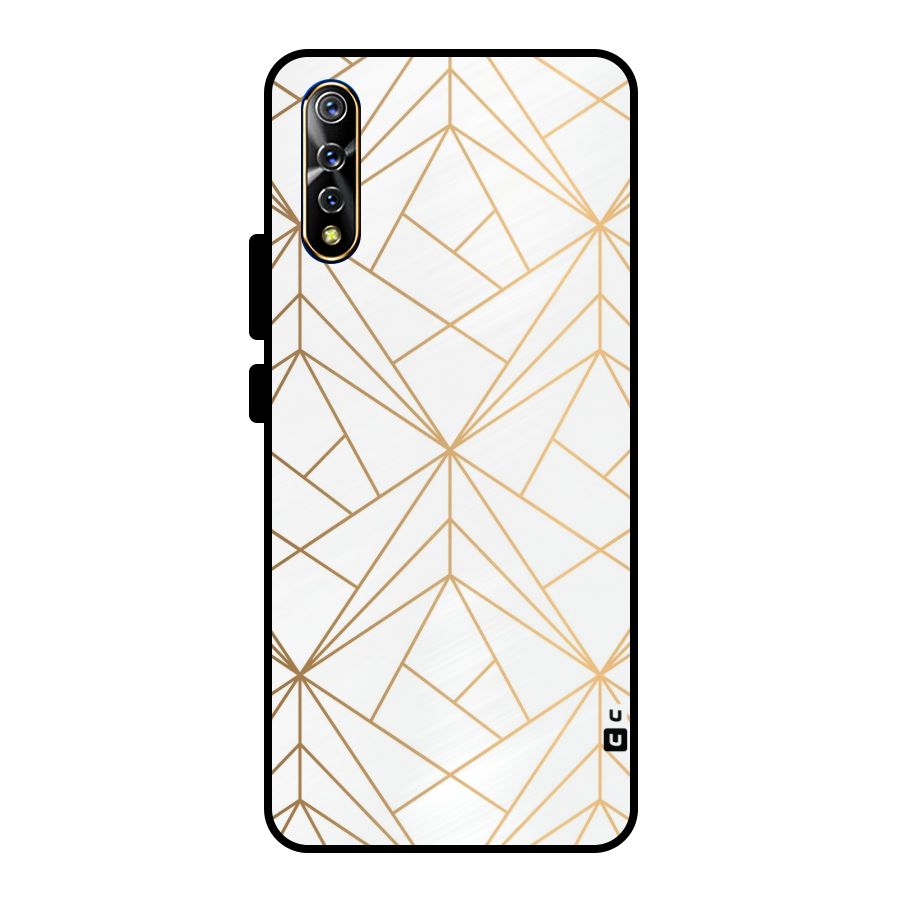 White Golden Zig Zag Metal Back Case for Vivo S1