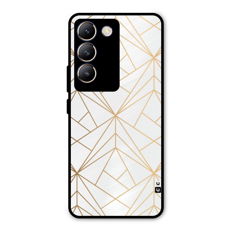 White Golden Zig Zag Metal Back Case for Vivo T3 5G
