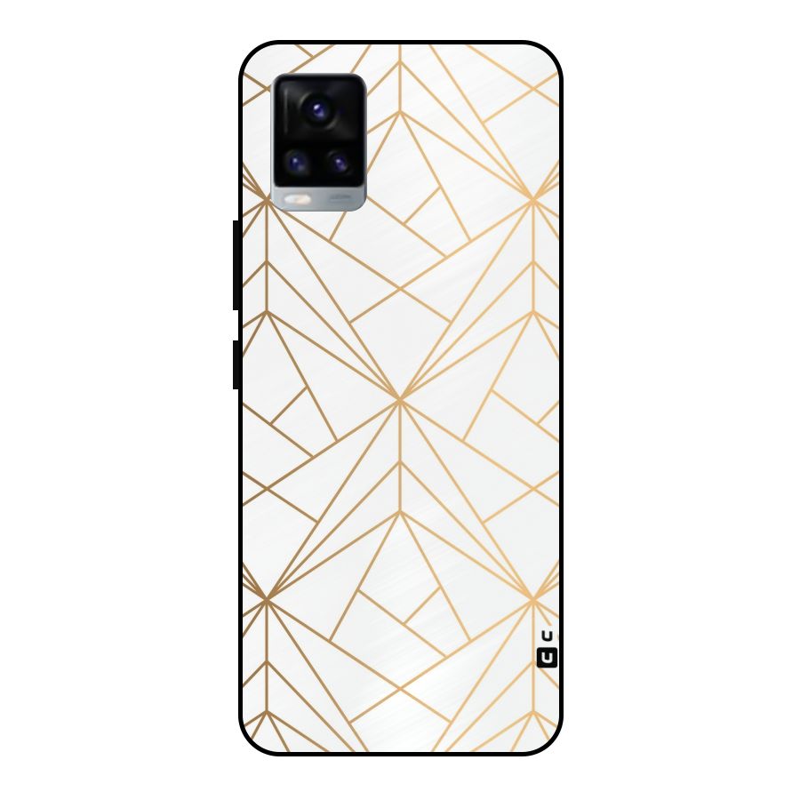 White Golden Zig Zag Metal Back Case for Vivo V20 2021