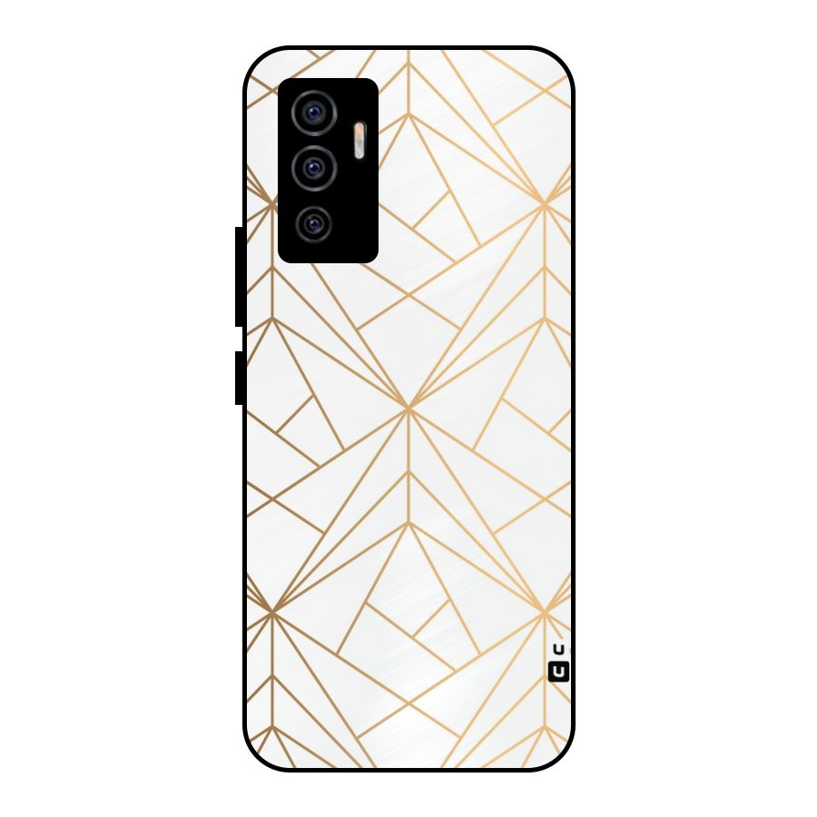 White Golden Zig Zag Metal Back Case for Vivo V23e