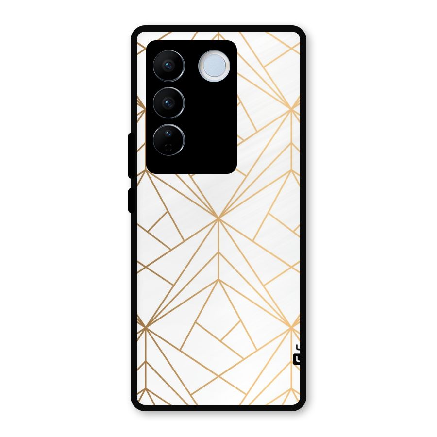 White Golden Zig Zag Metal Back Case for Vivo V27